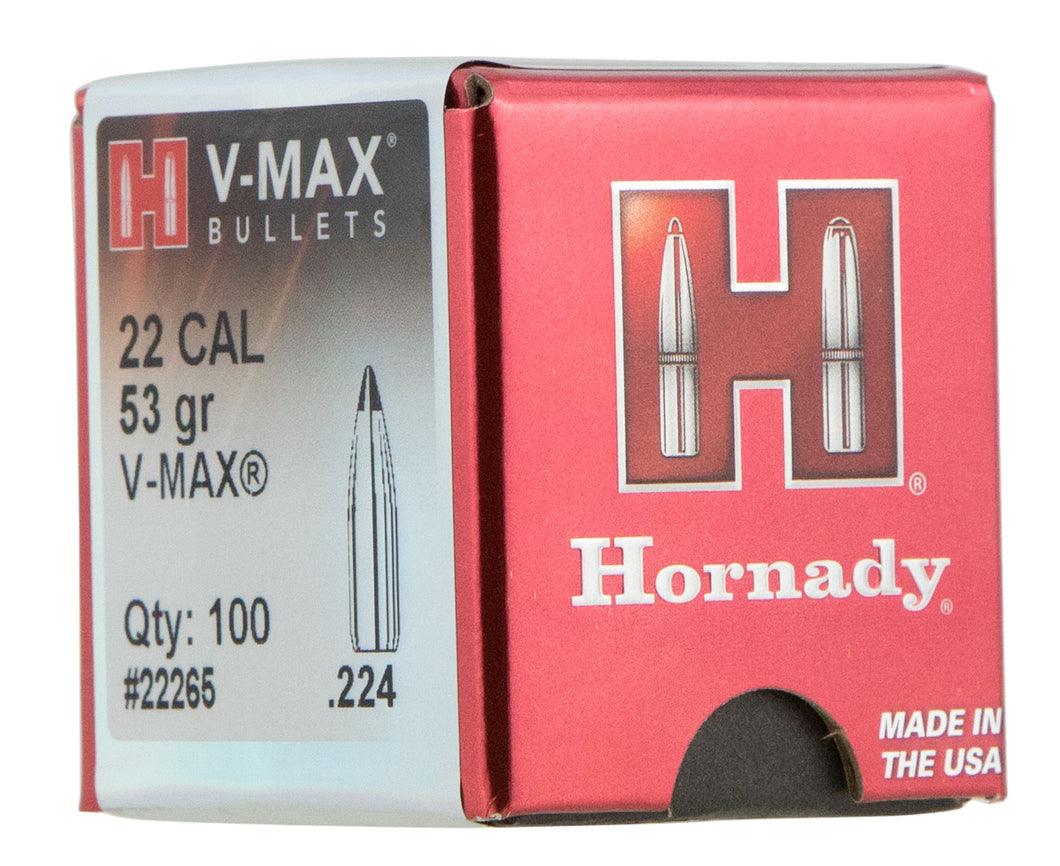 Hornady V-Max .22 Cal .224 53 gr 100 Per Box 22265