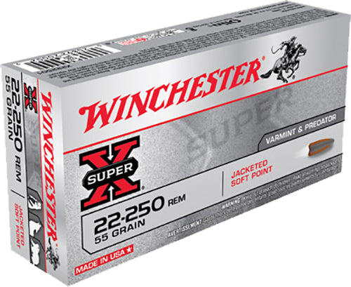 Winchester Super X 22-250 Rem 55 gr 3680 fps Jacketed Soft Point (JSP) 20 Bx X222501