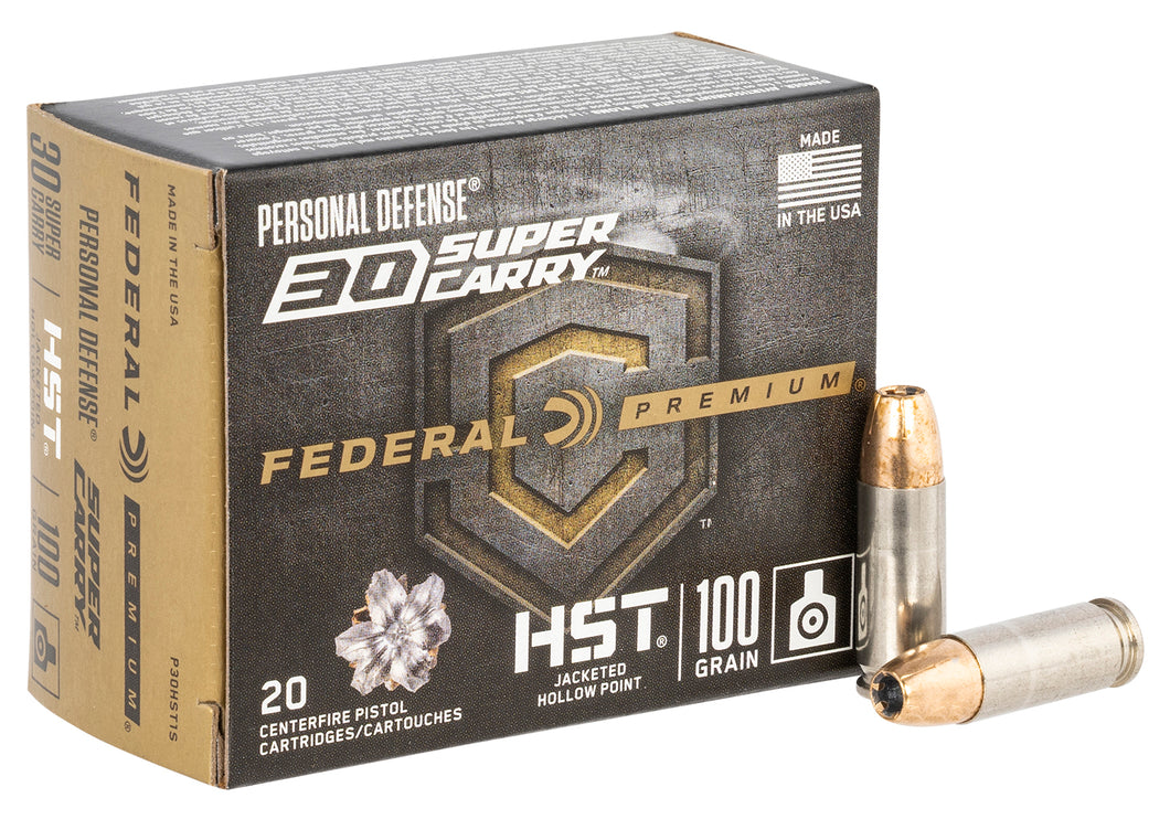 Federal Premium Personal Defense 30 Super Carry 100 gr HST Jacketed Hollow Point 20 Bx P30HST1S
