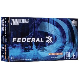 Federal Power-Shok 7mm Rem Mag 150 gr Jacketed Soft Point (JSP) 20 Bx 7RA