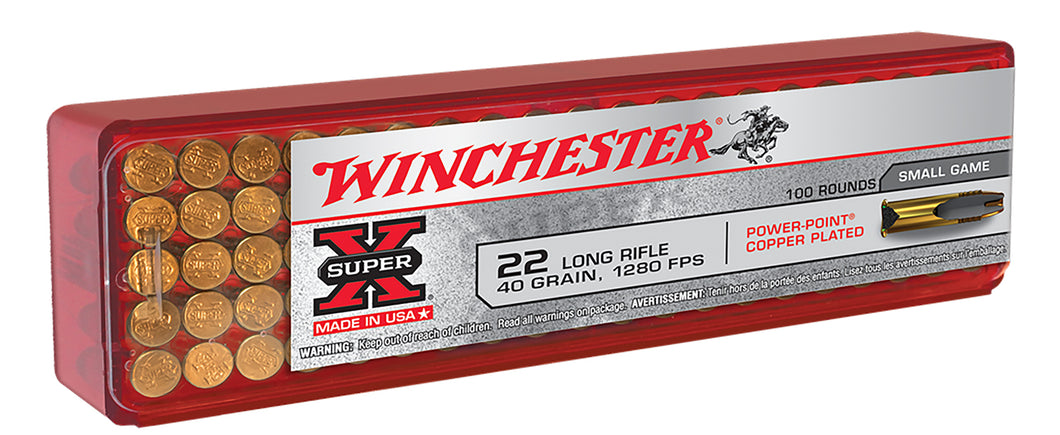 Winchester Super-X 22 LR 40 gr Power-Point Copper Plated 100 Bx X22LRPP1
